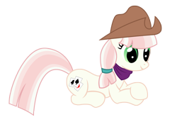 Size: 3407x2342 | Tagged: safe, alternate version, artist:third uncle, artist:three uncle, imported from derpibooru, penny ante, earth pony, pony, background pony, cowboy hat, cute, female, hat, high res, mare, neckerchief, pigtails, simple background, smiling, solo, stetson, transparent background