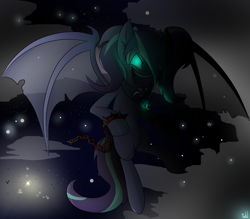 Size: 1600x1400 | Tagged: safe, artist:whitelie, imported from derpibooru, oc, oc only, bat pony, bat pony oc, bat wings, cloud, cloudy, flying, glowing eyes, night, night sky, sky, spread wings, wings