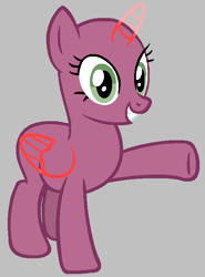 Size: 536x725 | Tagged: safe, artist:diamondbellefan25, imported from derpibooru, alicorn, pony, hearts and hooves day (episode), the return of harmony, bald, base, female, folded wings, gray background, grin, mare, raised leg, simple background, smiling, wings