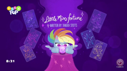 Size: 1280x720 | Tagged: safe, imported from derpibooru, screencap, rainbow dash, pegasus, my little pony: pony life, spoiler:pony life s02e20, crystal ball, little miss fortune, tiny pop, title card