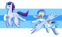 Size: 3162x1897 | Tagged: safe, artist:kraytt-05, imported from derpibooru, oc, oc only, oc:fallout, oc:philadelfia, pegasus, pony, brothers, duo, interdimensional siblings, male, offspring, parent:rainbow dash, parent:soarin', parents:soarindash, siblings, stallion