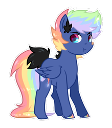 Size: 700x800 | Tagged: safe, artist:kraytt-05, imported from derpibooru, oc, oc:rainbow thunder, pegasus, pony, bandaid, colt, male, multicolored hair, multicolored hooves, offspring, parent:rainbow dash, parent:soarin', parents:soarindash, rainbow hair, simple background, transparent background
