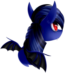 Size: 2316x2589 | Tagged: safe, artist:mediasmile666, imported from derpibooru, oc, oc only, bat pony, pony, bat pony oc, bat wings, bust, fangs, high res, red eyes, simple background, slit eyes, slit pupils, solo, spread wings, transparent background, wings