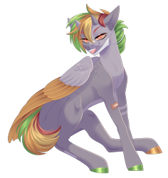 Size: 2832x3000 | Tagged: safe, artist:ohhoneybee, imported from derpibooru, oc, oc only, oc:wren, pegasus, pony, female, high res, horns, mare, simple background, solo, transparent background, two toned wings, wings