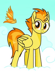 Size: 768x1024 | Tagged: safe, artist:windy breeze, imported from derpibooru, spitfire, pegasus, pony, cloud, cute, female, mare, smiling, solo