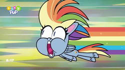 Size: 1024x576 | Tagged: safe, imported from derpibooru, screencap, rainbow dash, pegasus, pony, my little pony: pony life, spoiler:pony life s02e21, faic, g4.5, playwright or wrong, poggers, pony life, rainbow dash is best facemaker
