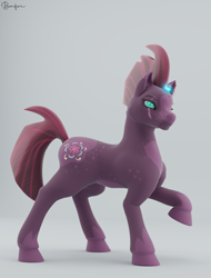 Size: 1724x2264 | Tagged: safe, alternate version, artist:bonfirepng, imported from derpibooru, tempest shadow, pony, unicorn, 3d, blender, blender cycles, broken horn, female, horn, mare, parent:tempest shadow, render, solo