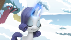 Size: 1920x1080 | Tagged: safe, imported from derpibooru, screencap, rarity, pony, my little pony: pony life, my little pony: stop motion short, snow pony contest (short), eyes closed, g4.5, magic, pony life, solo, stop motion