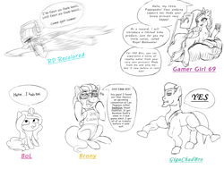 Size: 2000x1514 | Tagged: safe, artist:nihithebrony, imported from derpibooru, hitch trailblazer, izzy moonbow, pipp petals, sunny starscout, zipp storm, pony, bath water, cellphone, chad, cringe comedy, cursed, female, g5, gamer girl bath water, group, hilarious in hindsight, male, mane five (g5), meme, phone, simple background, sketch, smartphone, smiling, text, vulgar, white background