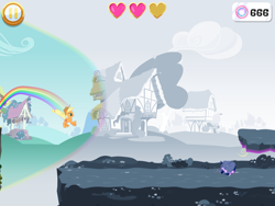 Size: 2048x1536 | Tagged: safe, imported from derpibooru, applejack, pony, my little pony rainbow runners, 666, app, game, rainbow runners, solo