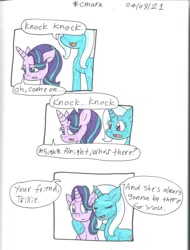 Size: 640x844 | Tagged: safe, artist:cmara, imported from derpibooru, starlight glimmer, trixie, pony, unicorn, comic, female, mare