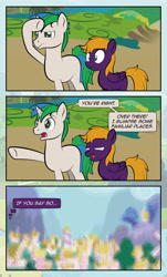 Size: 1920x3169 | Tagged: safe, artist:alexdti, oc, oc:ale, oc:marco, pegasus, unicorn, comic:quest for friendship, female, male, mare, nearsighted, outdoors, ponyville, scenery, stallion