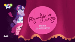 Size: 1024x576 | Tagged: safe, imported from derpibooru, screencap, pinkie pie, rarity, twilight sparkle, pony, my little pony: pony life, spoiler:pony life s02e21, playwright or wrong, title card