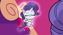 Size: 1920x1080 | Tagged: safe, imported from derpibooru, screencap, rarity, alicorn, pony, my little pony: pony life, spoiler:pony life s02e22, angel rarity, g4.5, halo, pony life, shoulder angel, the shows must go on