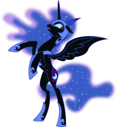 Size: 4728x5165 | Tagged: safe, artist:drakizora, imported from derpibooru, nightmare moon, alicorn, pony, absurd resolution, antagonist, bipedal, female, mare, png, rearing, simple background, solo, transparent background, vector