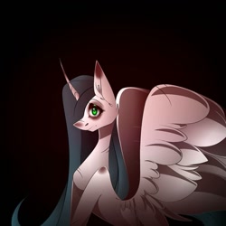 Size: 1080x1079 | Tagged: safe, artist:tessa_key_, imported from derpibooru, oc, oc only, alicorn, pony, alicorn oc, bags under eyes, ear fluff, eyelashes, female, horn, mare, solo, tired, wings