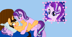 Size: 1200x624 | Tagged: safe, artist:brandonthebronypony, imported from derpibooru, starlight glimmer, oc, oc:brandon, bed, canon x oc, female, male, shipping, straight