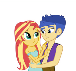 Size: 1280x1205 | Tagged: safe, artist:brightstar40k, imported from derpibooru, flash sentry, sunset shimmer, equestria girls, aladdin, clothes, cosplay, costume, female, flashimmer, jasmine, male, shipping, straight