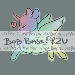 Size: 800x800 | Tagged: safe, artist:lavvythejackalope, imported from derpibooru, oc, oc only, alicorn, pony, alicorn oc, bald, base, eyes closed, gray background, horn, obtrusive watermark, simple background, solo, watermark, wings