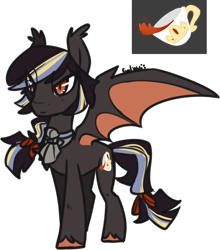 Size: 849x963 | Tagged: safe, imported from derpibooru, oc, oc only, bat pony, pony, bat pony oc, bat wings, cup, male, one wing out, signature, simple background, solo, stallion, teacup, transparent background, unshorn fetlocks, wings