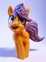 Size: 1125x1500 | Tagged: safe, artist:pessimizer, imported from derpibooru, scootaloo, pegasus, pony, 3d print, cute, cutealoo, female, figurine, filly, happy, irl, jumping, photo, smiling, solo