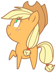 Size: 618x799 | Tagged: safe, artist:mayaliicious, imported from derpibooru, applejack, earth pony, pony, chibi, cute, jackabetes, missing cutie mark, simple background, solo, transparent background