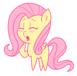 Size: 834x822 | Tagged: safe, artist:mayaliicious, imported from derpibooru, fluttershy, pegasus, pony, blushing, chibi, cute, daaaaaaaaaaaw, eyes closed, missing cutie mark, open mouth, pointy ponies, shyabetes, simple background, solo, transparent background