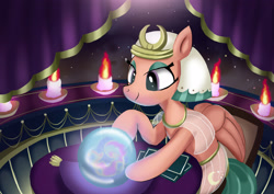 Size: 3508x2480 | Tagged: safe, artist:neoshrek, imported from derpibooru, somnambula, pegasus, pony, candle, crystal ball, egyptian, egyptian headdress, egyptian pony, fortune teller, fortune telling, fortunetelling, high res, solo