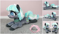 Size: 2228x1294 | Tagged: safe, artist:dixierarity, imported from derpibooru, oc, oc only, oc:salvia, pony, commission, handmade, heart, irl, laying pony, photo, plushie, smiling