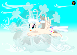 Size: 6062x4334 | Tagged: safe, artist:kyoshyu, imported from derpibooru, oc, oc only, oc:gallery dart, pegasus, pony, absurd resolution, cloud, female, flying, mare, solo, tongue out