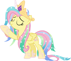 Size: 3479x3000 | Tagged: safe, artist:cloudy glow, artist:cloudyglow, imported from derpibooru, fluttershy, pony, horse play, .ai available, beautiful, clothes, cosplay, costume, crown, cute, female, high res, jewelry, mare, regalia, shyabetes, shylestia, simple background, solo, transparent background, vector