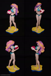 Size: 1280x1908 | Tagged: safe, artist:chyvak, imported from derpibooru, princess cadance, human, barefoot, beach ball, belly button, bikini, breasts, busty princess cadance, clothes, feet, female, figurine, human coloring, humanized, midriff, sand, solo, solo female, swimsuit