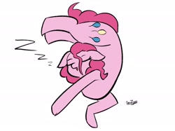 Size: 2732x2048 | Tagged: safe, artist:datzigga, imported from derpibooru, pinkie pie, earth pony, pony, behaving like a cat, flexible, high res, ponified animal photo, sleeping, solo