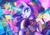 Size: 3508x2480 | Tagged: safe, artist:musicfirewind, artist:wavecipher, imported from derpibooru, rarity, pony, unicorn, 80s, city, clothes, cup, drink, drinking straw, eyeshadow, female, glowing horn, heart, heart eyes, high res, horn, jpeg, levitation, lidded eyes, looking at you, magic, makeup, mare, neon, nostalgia, open mouth, raised hoof, raised leg, shirt, smiling, solo, straw, telekinesis, wingding eyes