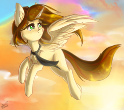 Size: 1780x1580 | Tagged: safe, artist:yuris, imported from derpibooru, oc, oc only, alicorn, pony, alicorn oc, family, horn, sky, solo, sun, sunset, wings