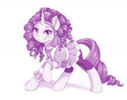 Size: 1280x1006 | Tagged: safe, alternate version, artist:dstears, imported from derpibooru, rarity, pony, unicorn, my little pony: the manga, spoiler:manga3, 80s, alternate hairstyle, clothes, dress, female, fully clothed, jewelry, mare, monochrome, my little pony: the manga volume 3, necklace, raised hoof, retro, solo