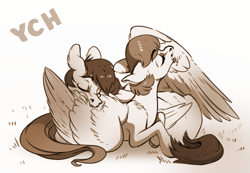 Size: 827x573 | Tagged: safe, artist:28gooddays, imported from derpibooru, oc, pony, commission, grooming, monochrome, ych example, ych sketch, your character here