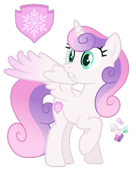 Size: 900x1152 | Tagged: safe, artist:magicuniclaws, imported from derpibooru, princess flurry heart, sweetie belle, alicorn, pony, female, fusion, simple background, solo, transparent background