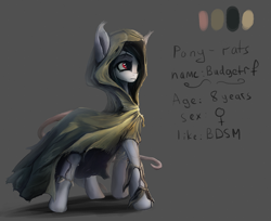 Size: 1000x817 | Tagged: safe, artist:budgetrf, imported from derpibooru, oc, earth pony, pony, rat, bdsm, big ears, commission, female, hades, red eyes, shadow, sketch, ych result