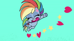 Size: 1920x1080 | Tagged: safe, imported from derpibooru, screencap, rainbow dash, pegasus, pony, my little pony: pony life, princess probz, spoiler:pony life s01e01, 1080p, cute, dashabetes, eyes closed, female, g4.5, heart, open mouth, pony life, solo, stars