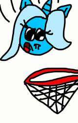 Size: 664x1038 | Tagged: safe, artist:sugarbugjewelpet, imported from derpibooru, trixie, unicorn, 1000 hours in ms paint, ball, basketball net, female, mare, morph ball, motion lines, simple background, solo, trixieball, white background