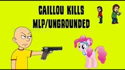 Size: 320x180 | Tagged: safe, imported from derpibooru, pinkie pie, boris, caillou, doris, goanimate, grounded, gun, weapon