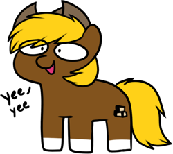 Size: 608x540 | Tagged: safe, artist:2k.bugbytes, imported from ponybooru, oc, oc only, oc:acres, earth pony, pony, blonde, blonde mane, blonde tail, coat markings, cowboy hat, hat, simple background, socks (coat marking), solo, squatpony, style emulation, transparent background