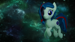 Size: 3840x2160 | Tagged: safe, artist:xppp1n, imported from ponybooru, oc, oc:nasapone, earth pony, pony, 3d, blender, blender cycles, earth pony oc, female, floating, looking at you, mare, smiling, solo, space, two toned mane, two toned tail, white coat
