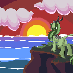 Size: 1000x1000 | Tagged: safe, artist:brainiac, imported from derpibooru, oc, oc only, oc:silent spring, kirin, butt, female, mare, ms paint, pixel art, plot, solo