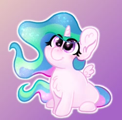 Size: 1103x1080 | Tagged: safe, artist:archry_angel, imported from derpibooru, princess celestia, alicorn, pony, chibi, cute, cutelestia, missing cutie mark, solo