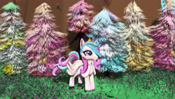 Size: 6932x3900 | Tagged: safe, artist:pianoboi, imported from derpibooru, oc, oc only, oc:lovely promise, oc:lovely_promise, alicorn, pony, flower, grass, pine tree, solo, tilt brush, tree