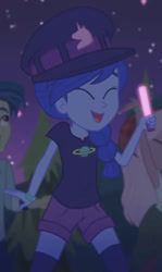 Size: 493x828 | Tagged: safe, imported from derpibooru, screencap, space camp, space camp (character), equestria girls, equestria girls series, the last drop, spoiler:eqg series (season 2), background human, glowstick, hat
