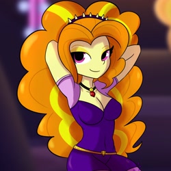 Size: 3000x3000 | Tagged: safe, artist:tjpones, imported from derpibooru, adagio dazzle, equestria girls, adorasexy, arm behind head, bedroom eyes, breasts, busty adagio dazzle, cleavage, clothes, cute, female, gem, high res, looking at you, sexy, siren gem, solo