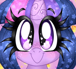 Size: 1200x1078 | Tagged: safe, artist:ladylullabystar, imported from derpibooru, twilight sparkle, pony, animated, blinking, bust, cute, eye shimmer, female, gif, happy, heart eyes, looking at you, mare, portrait, smiling, solo, sparkly eyes, twiabetes, weapons-grade cute, wingding eyes